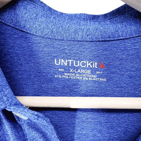 Untuckit Mens Blue Polo Shirt X-L 91% Polyester 9% Elastane Short Sleeve‎ Casual - Picture 3 of 6